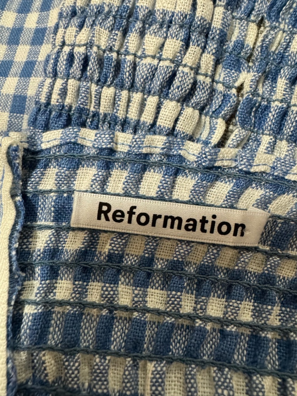 NWT Reformation Holcomb Linen Top Azure Check Size 6 $128 - Picture 11 of 12